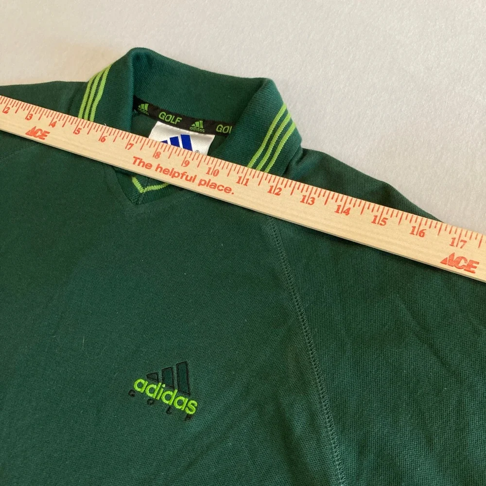NEW Adidas Golf Youth Medium V-Polo Shirt Green Chlorophyll Ivy Cotton Pique NWT